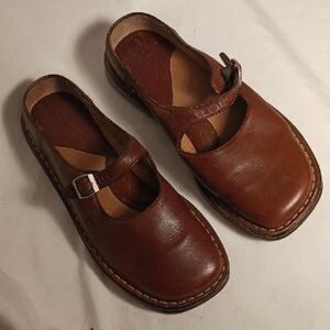 Born Brown Leather Mary Jane Clogs